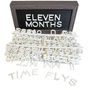 Letter Board Milestone Sign Grey Wood Grain Decor Nursery Photo Prop Minimalist